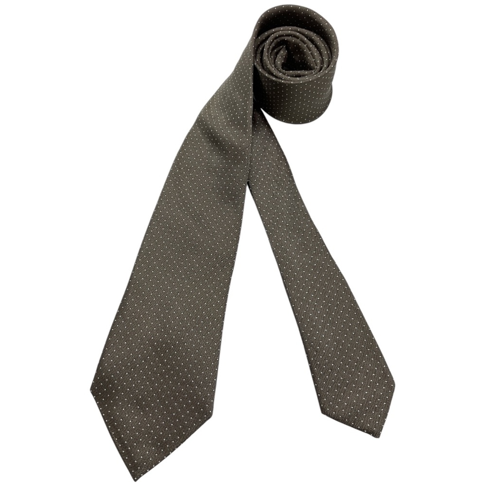 MASSIMO DUTTI XL Brown Polka Dot Silk LUXURY Tie ITALY